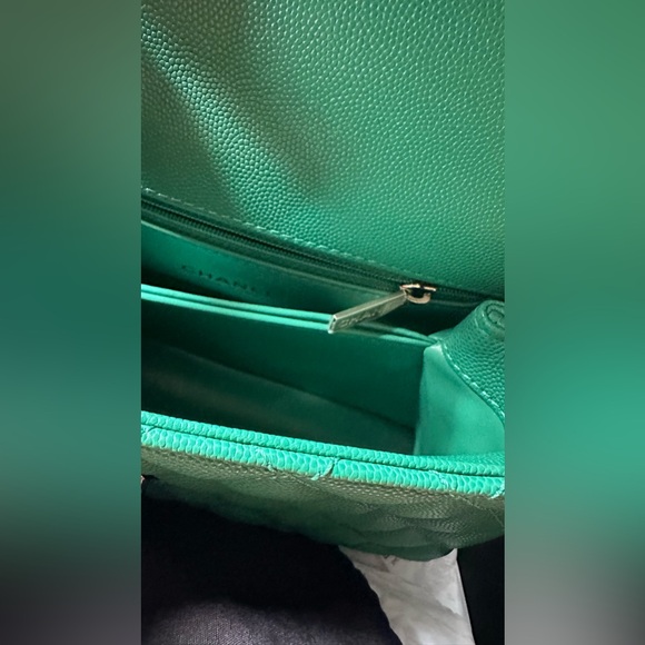 Authentic CHANEL Caviar Quilted Coco Chain Handle Flap emerald Green full set - Picture 9 of 16